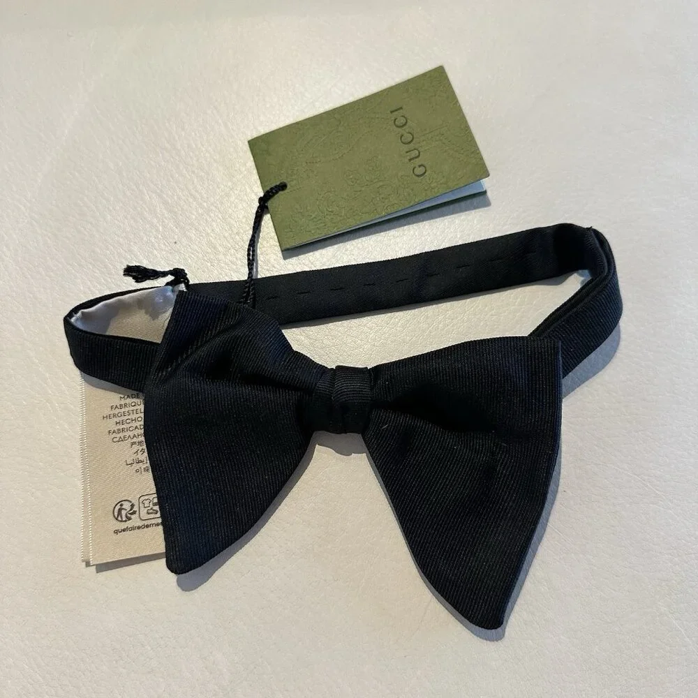 NWT GUCCI BLACK BOW TIE 100% Authentic Men’s - Picture 3 of 7